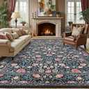 GarveeHome Blue Floral 6x9 Area Rug for Bedroom Living Room