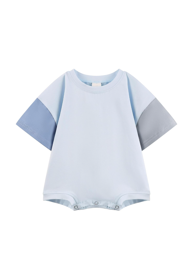 Bafeicao Baby Boy Girl Bubble Romper Color Block Short Sleeve T Shirt Newborn Summer Bodysuit 12-18M, Blue 