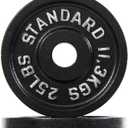 Fitvids Olympic Cast Iron Plate for Strength Training and Weightlifting, Pairs, Sets or Set with Barbell, Multiple Sizes (Deep Edge Vintage)