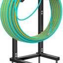 Qatsrin Super Stable Garden Hose Holder, Detachable Water Hose Holders Stand Holds 160-Feet Freestanding Hose Storage Hanger Rack for Outside Yard Lawn Farm (Black)