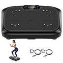 Vibration Plate Exercise Machine Weight Loss, Full Body Workout Vibration Plate Lymphatic Drainage, 199 Adjustable Speeds Power Shaping Vibrating Plate 450 Lbs Capacity Fitness Platform Black