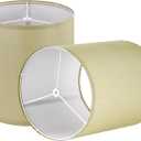 Small Tall Drum Lamp Shades for Table Lamps -9.89.810.8 inch (Spider) Natural Fabric Lampshade for Living Room Gold Lampshades Replacement-Modern Barrel DIY Shade, Required Assembly By GO&SO (Gold&Yellow-Natural Faux silk)