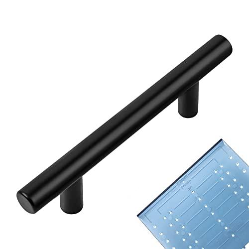 Ravinte 10 Pack | 5'' Cabinet Pulls Matte Black Stainless Steel Kitchen Drawer Pulls Cabinet Handles 5”Length, 3” Hole Center with Mounting Template