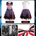 JenPen Scary Halloween Cheerleader Outfit for Bloody Cheerleader Costume Bow Purple Black Dress up Cosplay Party (5-7 Years)