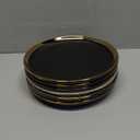 Dinner Plates, Set of 6, 8 inch, Black Porcelain with Gold Trim, Small Plates, Black Ceramic Plates, Ideal for Desserts and Appetizers.