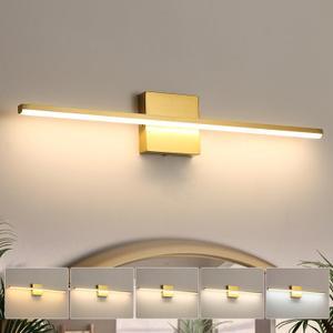 Modern Bathroom Vanity Light 24 Inch, 18W Brushed Brass Bathroom Light Fixture Over Mirror, Dimmable 5CCT LED Wall Sconce Lighting for Restro