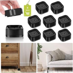 7 Pack Furniture Risers 1 or 2 Inch, Adjustable Bed Risers Heavy Duty For Table Desk Couch Chair Sofa Cabinet Bed Legs Dorm, Square Stackable Bed Raisers Blocks Lift Height 1", 2" or 3", Black