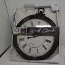 Roman Numeral Wall Clock, Ornate Black Metal Frame, Vintage, 23.75 x 28.75 inches