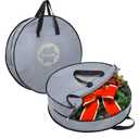 BALEINE 2 Pack Wreath Storage Container, Christmas Wreath Storage Bag with Reinforced Handle for Holiday Xmas (Grey, 30"X8")