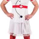 fun shack Nurse Costume for Men | Male Nurse Outfit | Adult Doctor Costume | Funny Medical Attire for Men (Large, White)