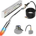 Propane Torch Weed Burner Kit Portable Garden Torch Weed, High Output 1800,000 BTU Blow Torch with 11.5FT Hose, for Flame Torch Weeds, Roof Asphalt, Ice Snow, Road Marking, Garden Torch,BBQ (Silvery)