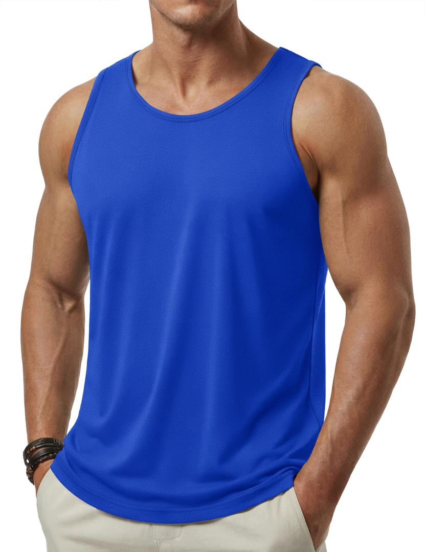 Cotrasen Mens Tank Tops Moisture Wicking Sleeveless Shirts, ColorBlue, 2XL (Blue, XXL)