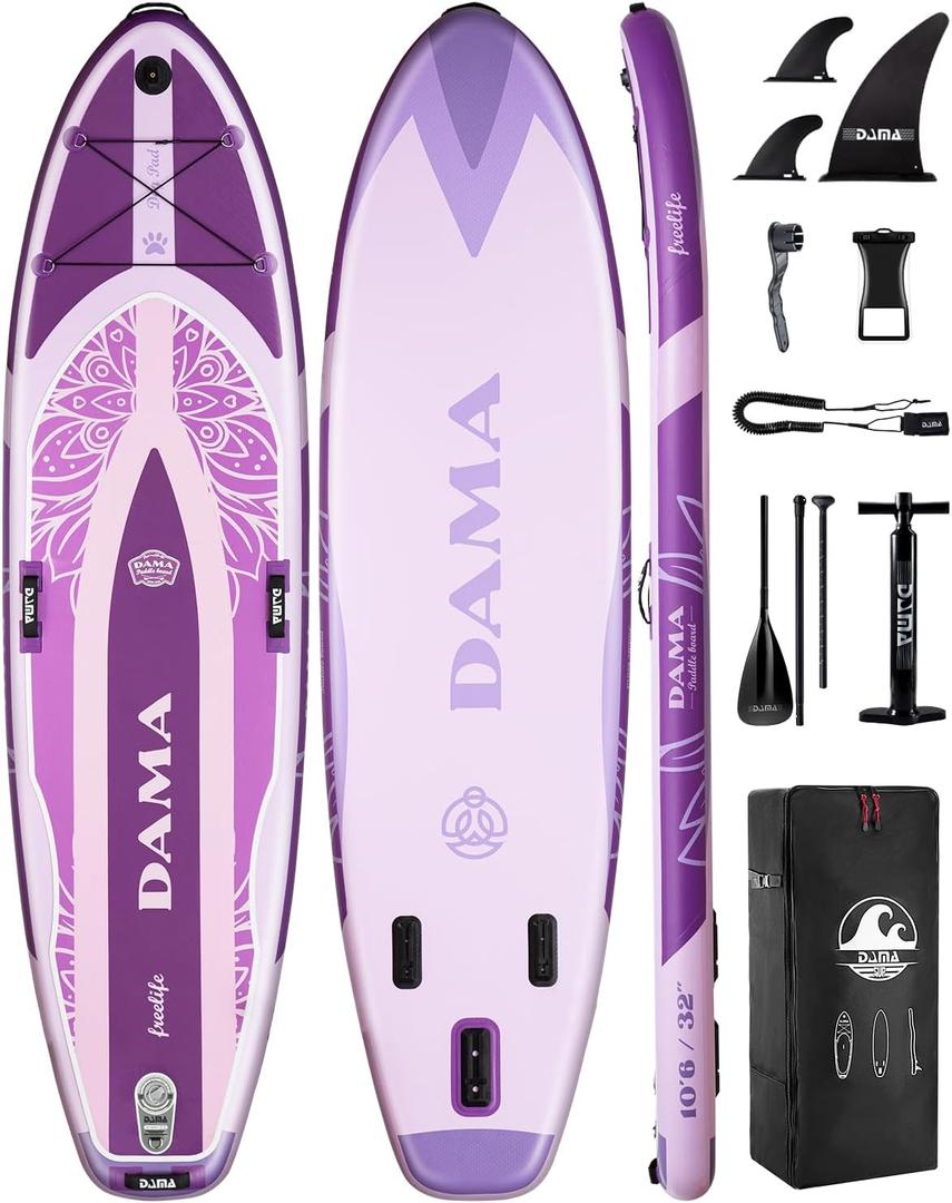 DAMA Premium Yoga&Pets Inflatable Stand Up Paddle Board, 33 Extra Wide Sup Board for Adult on Water, 330lbs Yoga Boardd with Durable SUP Accessories & Carry Bag