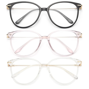 Gaoye Blue Light Blocking Glasses Women/Men, Fashion Cat Eye Fake Eyeglasses UV Ray Filter Computer Gaming Glasses (3 Pack, Black+Pink+Transparent)