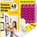 Picture Hanging Strips Heavy Duty, Damage Free Picture Hangers for Walls without Nails/Tools, Wall Sticky Hook and Loop Adhesive Strips Kit for Poster, Home, Office, 40 Strips/20Pairs-Medium