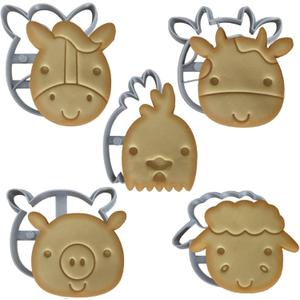 Farm Animal Cookie Cutters - Set of 5 Cookie Cutters for Kids Birthday Party or Themed Parties - Includes Chicken, Pig, Cow, Horse, Sheep Cookie Cutter