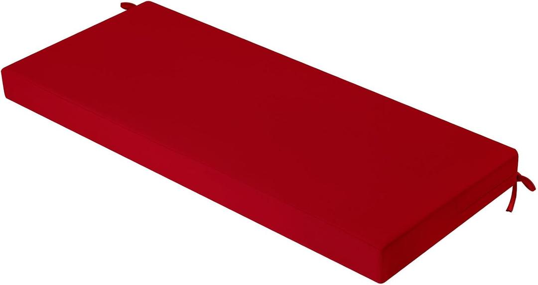idee-home Outdoor Bench Cushion Waterproof, Bench Cushions for Outdoor Furniture, Patio Porch Swing Replacement Seat Pad with Ties for Garden Backyard, 45 x 18 Inch Red