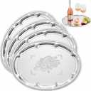 4 Pack Large Silver Serving Trays Set, Tableware Platters for Whiskey, Cookies,Snacks, Desserts, Party Food Display (15.7" x 11.8", Oval)