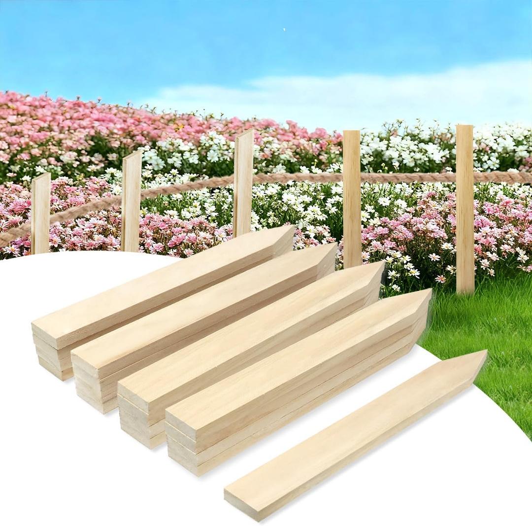 30 Pcs 12 Inch Wooden Garden Stakes, Wooden Stakes for Signs, Grade and Survey Stakes for Plant Support, Silt Fence, Farm Survey Boundaries, Baselines