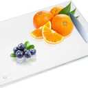 JAMBALAY Tempered Glass Cutting Board for Kitchen, 12"x8" Clear Glass Cutting Board with Rubber Non-Slip Feet, Heat and Scratch Resistant, Shatterproof, Dishwasher Safe