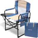 SUNNYFEEL Oversized Camping Directors Chair, Portable Folding Lawn Chairs for Adults Heavy Duty with Side Table,Pocket for Beach, Fishing,Picnic,Concert,Tailgating, Outdoor Foldable Camp Chair (1 PC, Khaki)