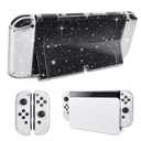 DLseego Protective Glitter Case Compatible with Switch OLED Console - Updated Version, Bling Soft TPU Cover with Shock-Absorption and Anti-Scratch Design - Crystal