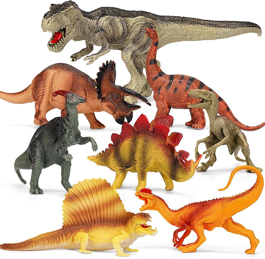 Dinosaur Toys for Kids 3-5, 8 PCS Realistic Plastic Dinosaur Toys Set, Toddler Dinosaur Toy, 6'' to 10" Large Dinosaurs Toys for Kids 5-7