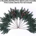 Ivydale 14Pcs Faux Pine Branches Norfolk Stem for Christmas Decoration, Artificial Greenery Plants Pine Needles with Pinecones for Table DIY Home Winter Indoor Vase Real Touch Christmas Decorations