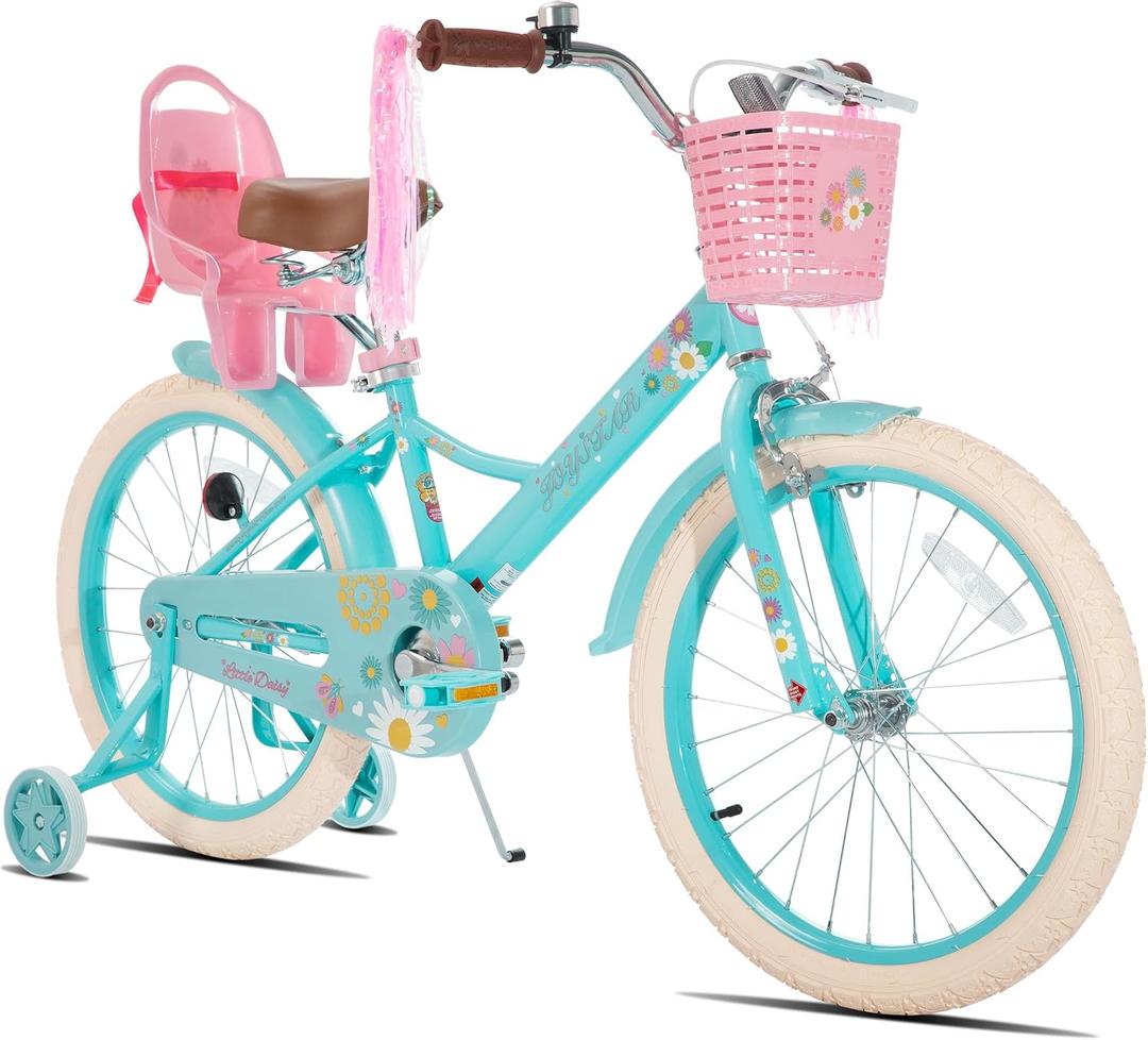 JOYSTAR Little Daisy Kids Bike for Girls Boys Ages 2-10 Years, 12 14 16 20 Inch Girls Bikes with Doll Bike Seat & Streamers, Boys Bike with Flag & Number Plate, Multiple Colors