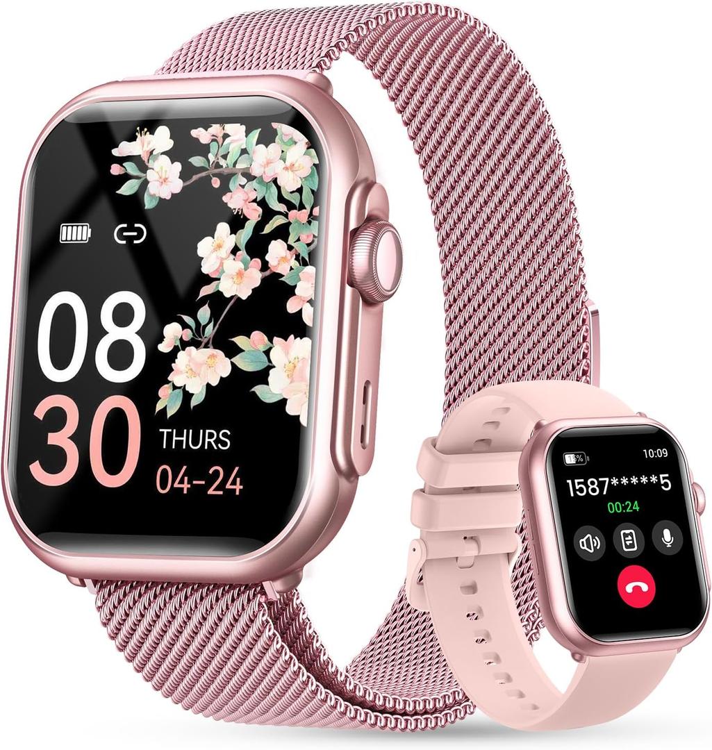 Smart Watch for Women Men Fitness: 1.85" Smart Watch with 30 Days+ Battery Life Make/Recive Call Heart Rate SpO2 Sleep Monitor 120+ Sport IP68 Waterproof Fitness Tracker Watch for iPhone Android (Rose)