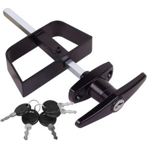 Shed Door Latch T-Handle Lock Kit with 5 Keys EFFIBUILD 4.5" Stem Storage Barn Shed Door Hardware Lock Set for Playhouses, Chicken Coops,Camper Black