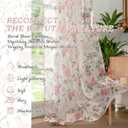 Lajode Floral Sheer Curtains for Girls Bedroom, Vintage Farmhouse Light Filtering Privacy Semi-Sheer Linen Curtains for Kids Nursery 96 Inches Long 2 Panels, Rod Pocket, Pink, Each 52 Inch Wide