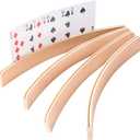 GSE Games & Sports Expert Set of 4 Playing Cards Holders, Wooden Playing Card Racks, Curved Playing Card Trays for Bridge, Hand & Foot, Rummy, UNO Card Games (12.5-Inch)