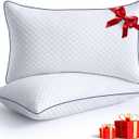 Cooling Standard Pillows Set of 2, Shredded Memory Foam Pillows Standard Size, Adjustable Firm Bed Pillows for Side Back Stomach Sleepers, Standard Pillow for Sleeping with Zip Washable Cover (White)