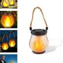 Solar Lantern Outdoor Lights, Dancing Flame Kaligo Solar Lantern Outdoor Lights Waterproof, Rope Hanging Flame Lanterns for Garden Yard Decorations, Dual Charging Modes (1)