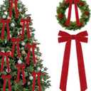 15 Pcs Red Velvet Ribbon Bows Valentines Day Decorations for Tree 5in x 10in x 1in Vintage Velvet Bows for Christmas Tree Coquette Room Wreath Garland Birthday Wedding Party Decor (Red)