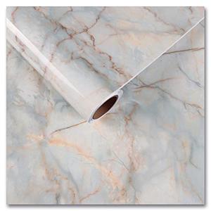 CRE8TIVE Cyan Gold Marble Contact Paper for Countertops Waterproof Glossy Cracked Marble Wallpaper Peel and Stick Countertops Self Adhesive Thick Vinyl Removable Wallpaper for Bathroom Kitchen 12"x80"