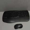 MEETION Ergonomic Keyboard and Mouse Wireless Combo, Wave Keys Natural Typing, 2.4G USB Receiver Wireless Keyboard with Wrist Rest, 4 Adjustable DPI Optical Mouse, Computer/Laptop/Windows/Mac, Black