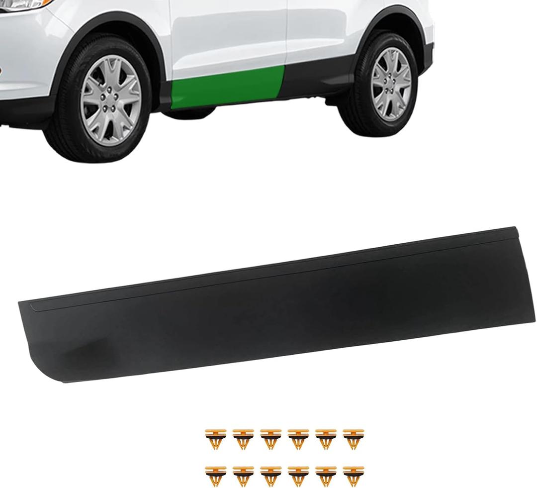 Front Left Door Lower Side Body Molding Panel Cover Trim with Retainer Clips for Ford Escape 2013 2014 2015 2016