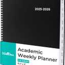 WallDeca Academic Planner 2025-2026, Daily, Weekly & Monthly Planner, July 2025 - June 2026, Student Notes Pages, Twin-Wire Binding Day and Weekly Agenda for School & Work (8.5 x 11-Inches, Black)