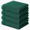 Kitinjoy 100% Cotton Waffle Weave Kitchen Towels, 4-Pack Super Soft and Absorbent Dish Towels for Drying Dishes, Kitchen Hand Towels, 13 in x 28 in, Dark Green