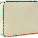 THOVSMOON Canvas Makeup Bag for Women, Rainbow Rick Rack Trim Cute Cosmetic Bag, Travel Toiletry Organizer, Everyday Use, Beach and Gift for Girlfriend