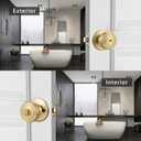 2 Pack Gold Door Knobs,Interior Door Knob with Lock,Coastal Style Satin Brass Door knob for Privacy and Bedroom