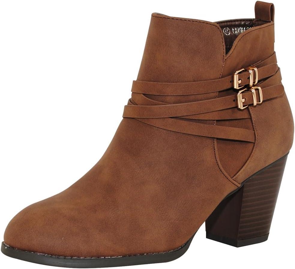 TRENDSUP Collection Women Fashion Booties (7.5, Brown)