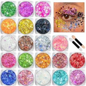 Body Glitter Face Glitter Makeup Festival Glitter, 20 Colors Face and Body Glitter Gel, Hair Glitter Gel, Body Makeup