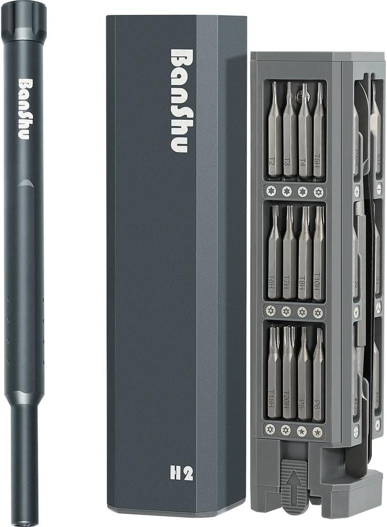 Banshu 46 in 1 Small Precision Screwdriver Set, Magnetic Mini Screwdriver Set with Phillips, Pentalobe, Torx Star Bits for Glasses, Watch, iPhone, Macbook, Laptop, Computer, PC, PS5, Jewelers, Toys