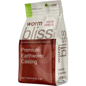 Worm Bliss (1 Qt) - Organic Worm Castings for Plants & Gardening - OMRI-Listed Earthworm Castings for Plants, Vegetables, Flowers, & Potting Soil - Organic Garden Fertilizer Rich in Nutrients (EXP 06/30/28)