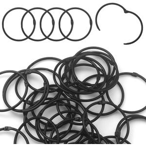 30 Pack 2 Inch Binder Rings, Black Book Rings Index Card Ring, Metal Ring Binder Clips Key Rings Paper Rings for Office, School, Home (Black, 50mm)