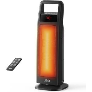 Space Heater Indoor, 1500W PTC Electric Heaters with Thermostat, 75 Oscillation, 1-8H Timer, Ceramic heaters for Indoor use with Remote, Fast Safety Room Heater for Home Bedroom Office (Black)