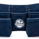 Graintex DS2525 :: 9 Pocket Children Tool Belt Navy Blue Color Suede Leather, Kids Real Tool Belt, Boys and Girls Tool Apron for Home Improvement, 1.1/2" Leather Belt, Hammer Loops